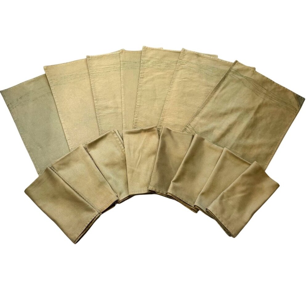 Vtg WC Fashions Set Of 8 Green Cloth Napkins & 7 Placemats !00% Cotton